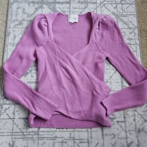 Knit Wrap Sweater pink rose